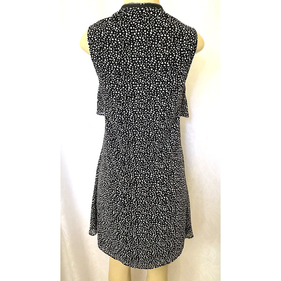 All Saints Jayda Splash Dress Black White Sleeveless Tied Front Zipper V… - Picture 6 of 7